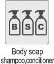 Body soap, shampoo, conditioner